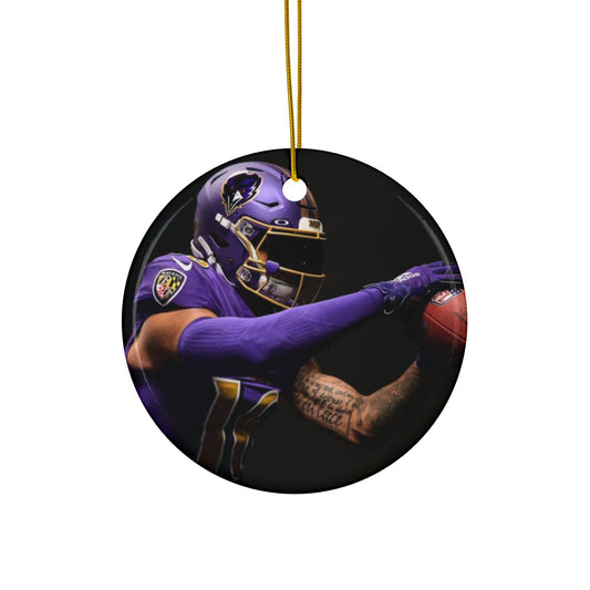 Baltimore Ravens Christmas Ceramic Ornaments, 2-Side Print, (1pc, 3pcs, 5pcs, 10pcs)