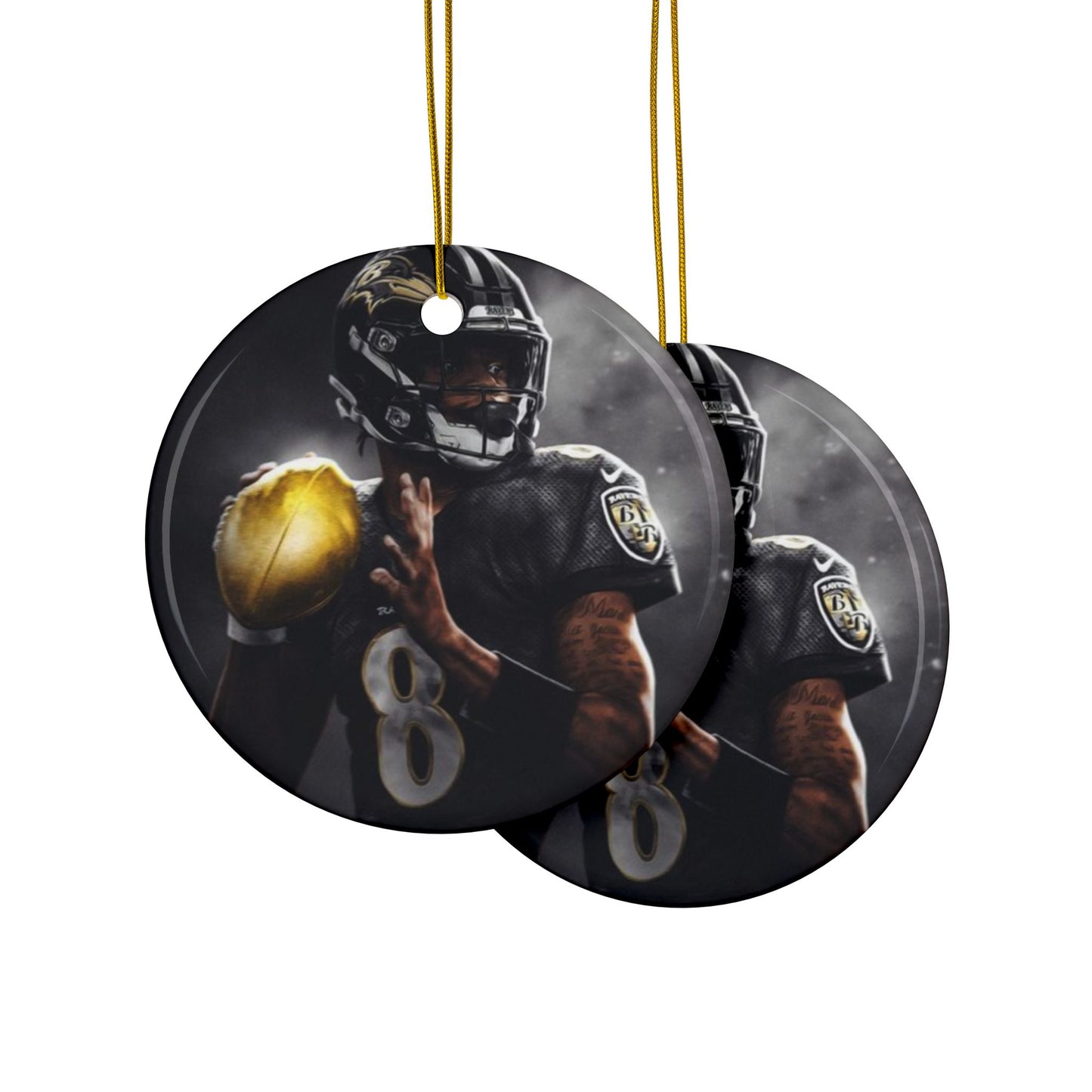 Baltimore Ravens Christmas Ceramic Ornaments, 2-Side Print, (1pc, 3pcs, 5pcs, 10pcs)