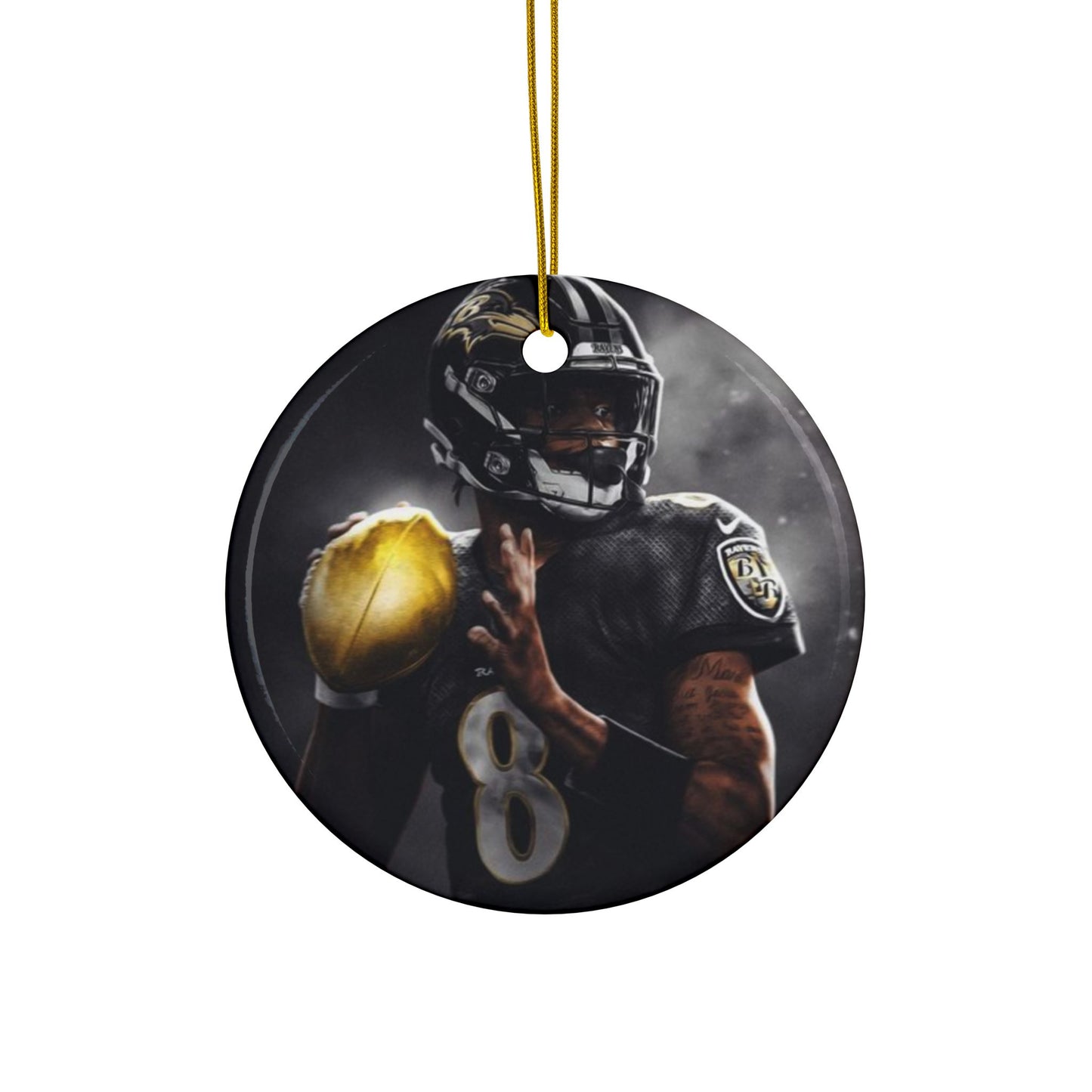 Baltimore Ravens Christmas Ceramic Ornaments, 2-Side Print, (1pc, 3pcs, 5pcs, 10pcs)