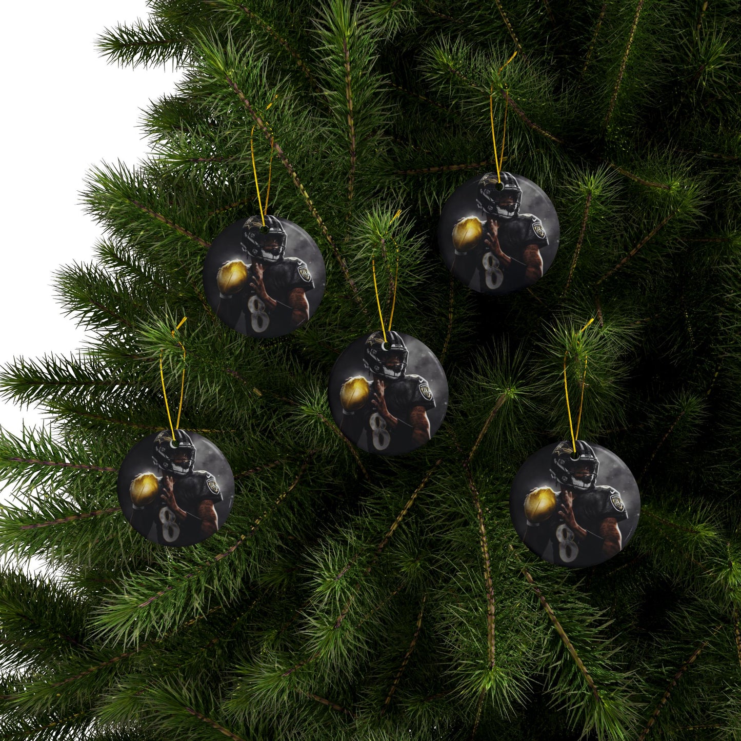 Baltimore Ravens Christmas Ceramic Ornaments, 2-Side Print, (1pc, 3pcs, 5pcs, 10pcs)